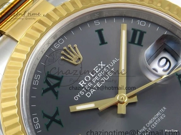 MiroTime 0131 DateJust 41 126333 Clean 1:1 Best Edition 904L Steel Gray Dial Green Roman Marker on SS YG Oyster Bracelet VR Popular 1564